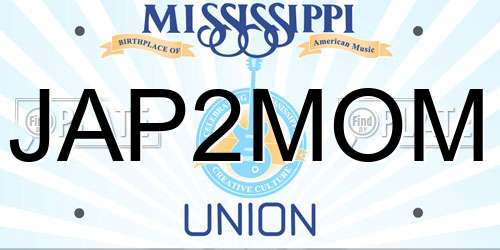 JAP2MOM Mississippi License Plate