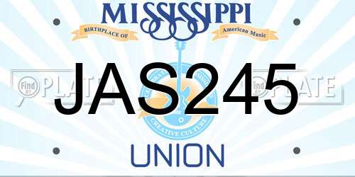 JAS245 Mississippi License Plate