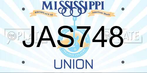 JAS748 Mississippi License Plate