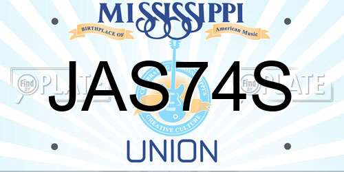 JAS74S Mississippi License Plate