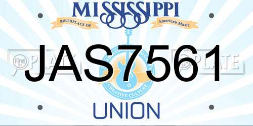 JAS7561 Mississippi License Plate
