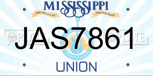 JAS7861 Mississippi License Plate