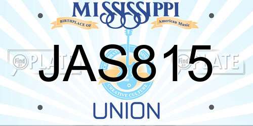 JAS815 Mississippi License Plate