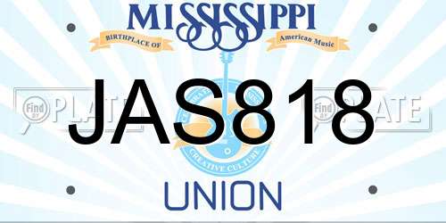 JAS818 Mississippi License Plate