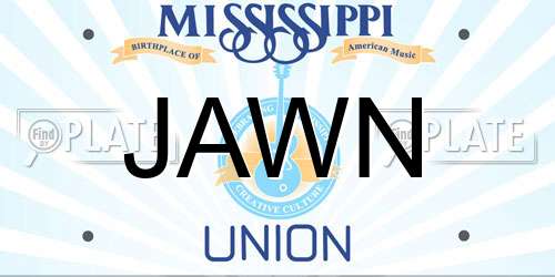 JAWN Mississippi License Plate