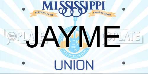 JAYME Mississippi License Plate