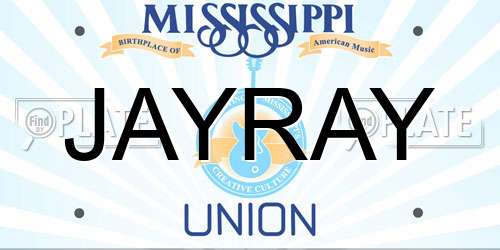 JAYRAY Mississippi License Plate