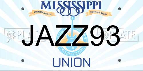 JAZZ93 Mississippi License Plate