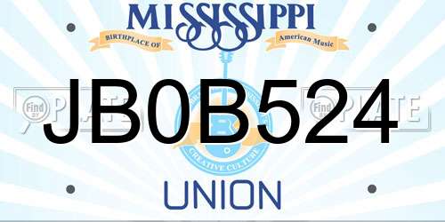 JB0B524 Mississippi License Plate