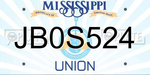 JB0S524 Mississippi License Plate