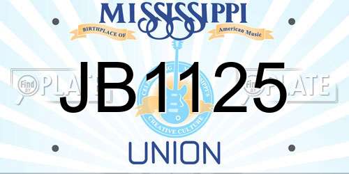 JB1125 Mississippi License Plate