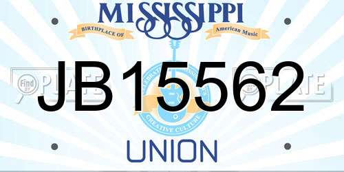 JB15562 Mississippi License Plate
