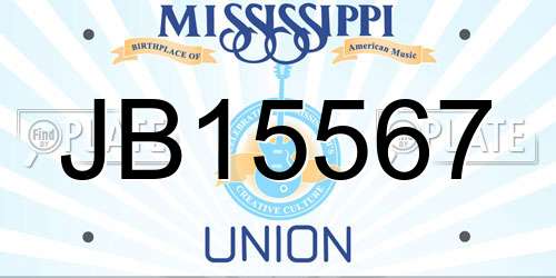 JB15567 Mississippi License Plate