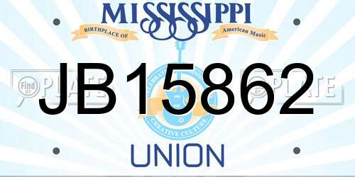JB15862 Mississippi License Plate