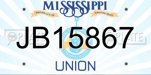 JB15867 Mississippi License Plate