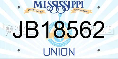 JB18562 Mississippi License Plate