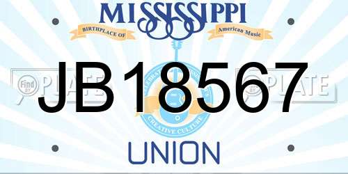 JB18567 Mississippi License Plate