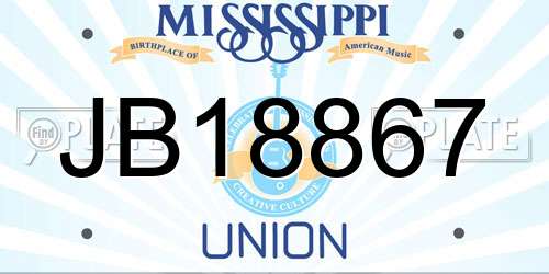 JB18867 Mississippi License Plate