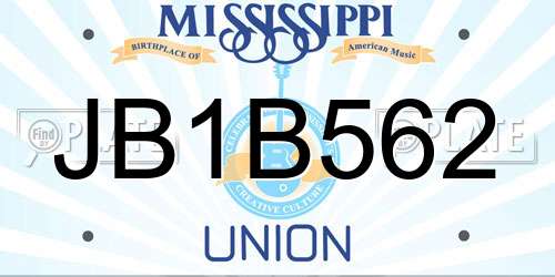 JB1B562 Mississippi License Plate
