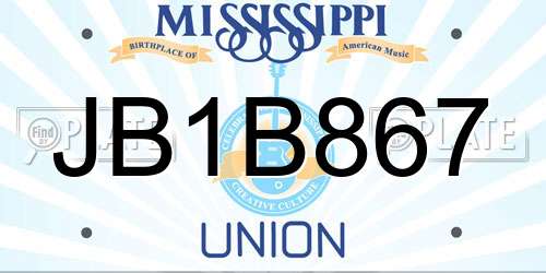 JB1B867 Mississippi License Plate