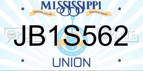 JB1S562 Mississippi License Plate