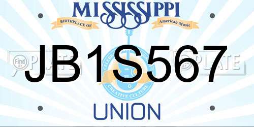JB1S567 Mississippi License Plate