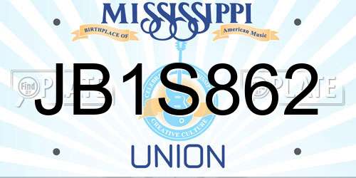 JB1S862 Mississippi License Plate