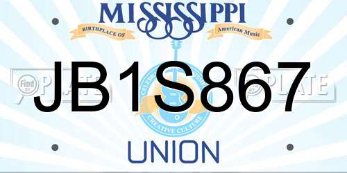 JB1S867 Mississippi License Plate