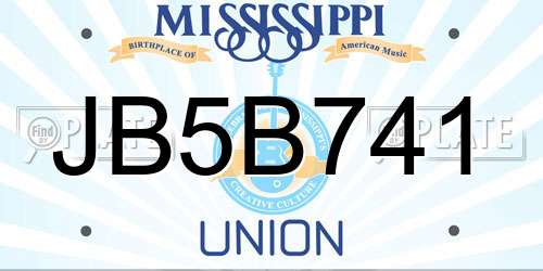 JB5B741 Mississippi License Plate