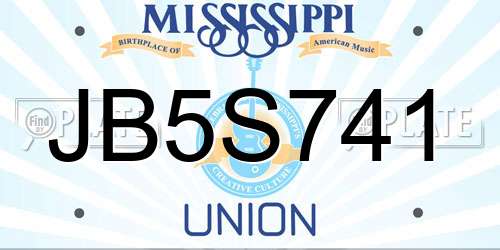 JB5S741 Mississippi License Plate