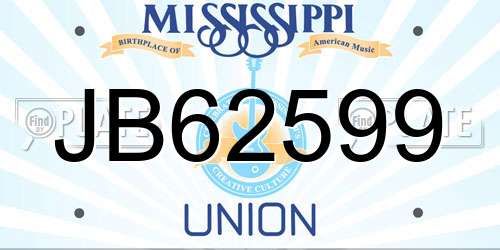 JB62599 Mississippi License Plate