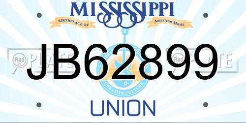 JB62899 Mississippi License Plate