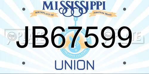 JB67599 Mississippi License Plate
