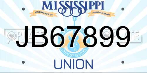 JB67899 Mississippi License Plate