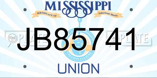 JB85741 Mississippi License Plate
