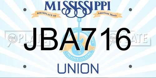 JBA716 Mississippi License Plate