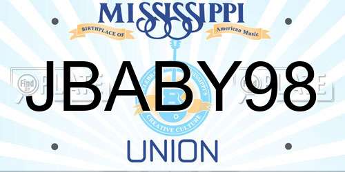 JBABY98 Mississippi License Plate