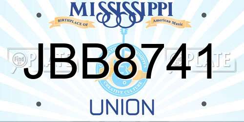 JBB8741 Mississippi License Plate