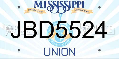 JBD5524 Mississippi License Plate