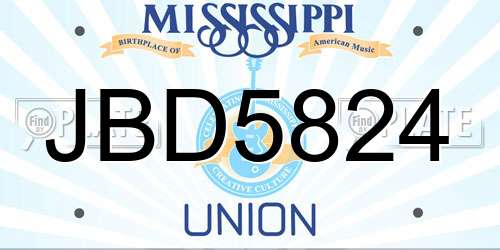 JBD5824 Mississippi License Plate