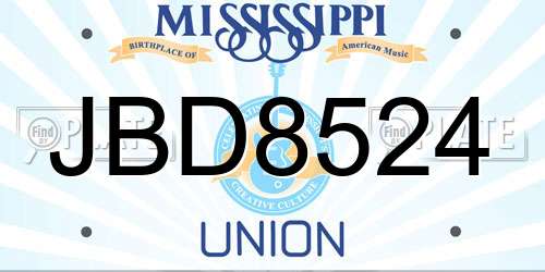 JBD8524 Mississippi License Plate