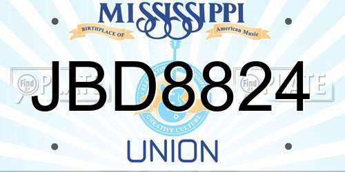 JBD8824 Mississippi License Plate