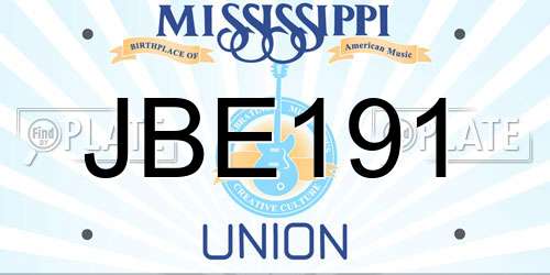 JBE191 Mississippi License Plate