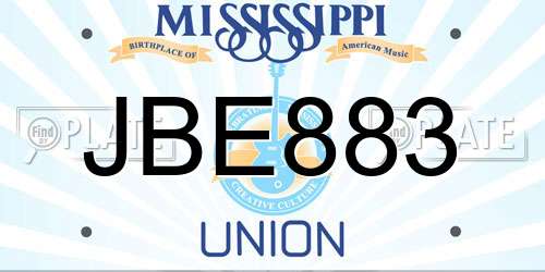 JBE883 Mississippi License Plate