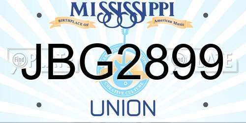 JBG2899 Mississippi License Plate