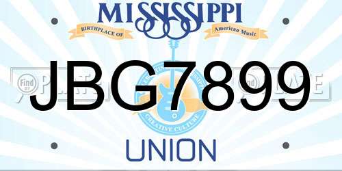 JBG7899 Mississippi License Plate