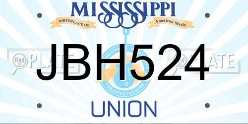 JBH524 Mississippi License Plate