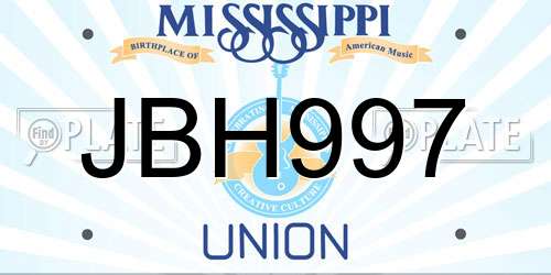 JBH997 Mississippi License Plate