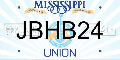 JBHB24 Mississippi License Plate