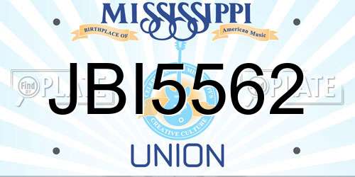 JBI5562 Mississippi License Plate